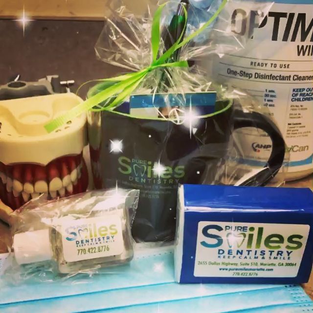 Pure Smiles Dentistry gadgets packed in disposable packagings.